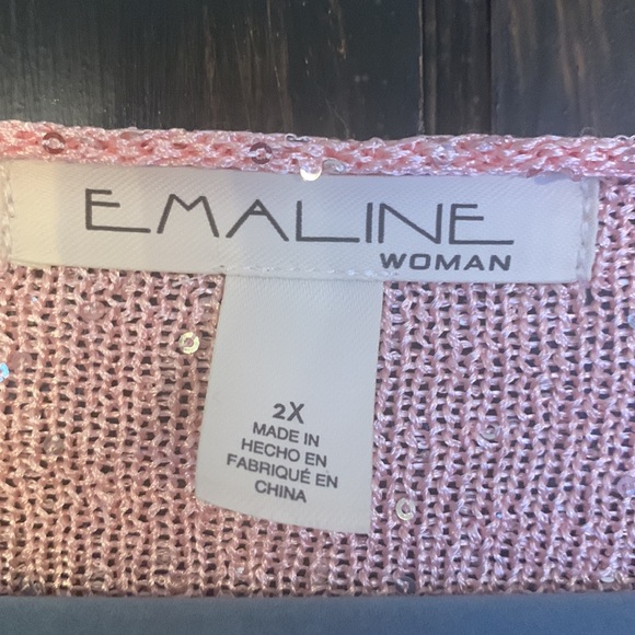 Emaline Woman.  Women’s sweater.  Pink with sequins.    SZ 2x.  New without tags - Picture 2 of 5